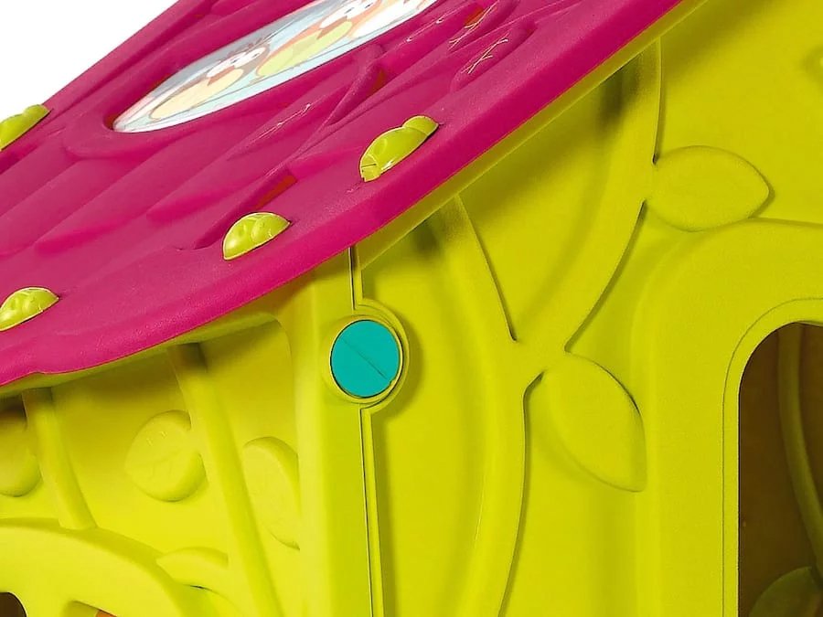 Casuta pentru copii CHEERFUL HOUSE idealSTORE, Dimensiuni 146 x 110 x 110, Structura sigura, stabila, realizata din plastic de cea mai buna calitate, Material rezistent la conditiile meteorologice, Ideala pentru gradina