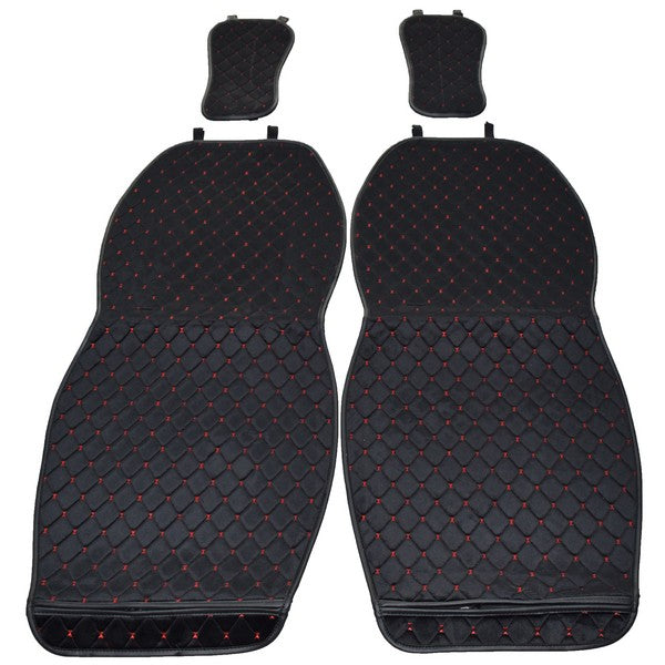 Set huse 2 fata scaune, 1 spate IdealSTORE, super soft, Fundal negru-cusatura rosie