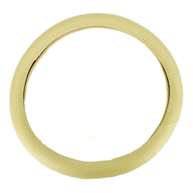 Husa volan universala IdealSTORE din piele cu gaurele, marime M 37-39cm, culoare bej