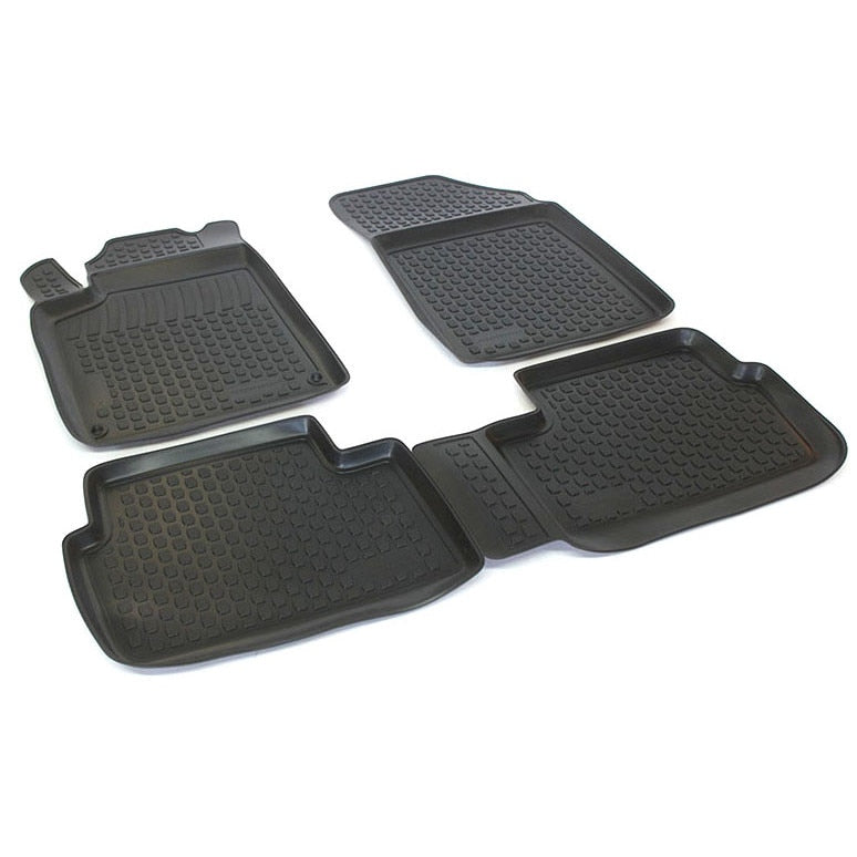 Set 4 covoare IDL cauciuc stil tavita, material antiaderent, cauciuc moale, traversa spate PEUGEOT 407 2004-2010