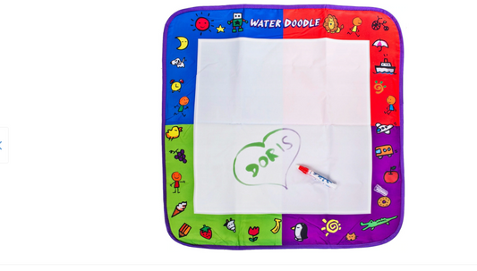 Covoras educativ pentru desen cu apa idealSTORE WATER DOODLE, Dimensiuni 70 x 70 cm, 4 Culori, rosu, albastru, verde, violet, Dezvolta coordonarea copilului