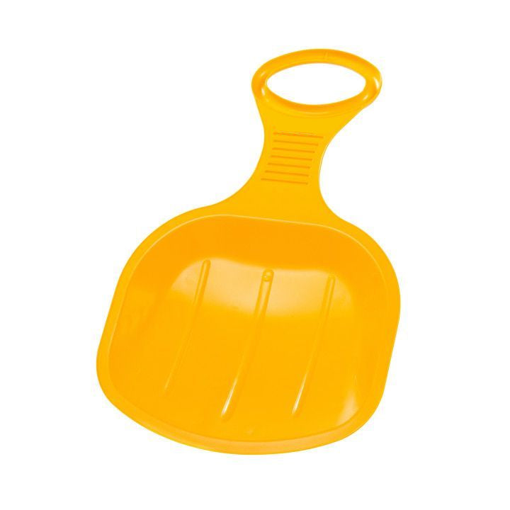 Sanie de patinaj Idealstore pentru copii de la 1 an+, Fabricat din plastic, Cu un maner mare si comod de tinut, Perfect pentru distractia oferita de partiile acoperite de zapada, Galben