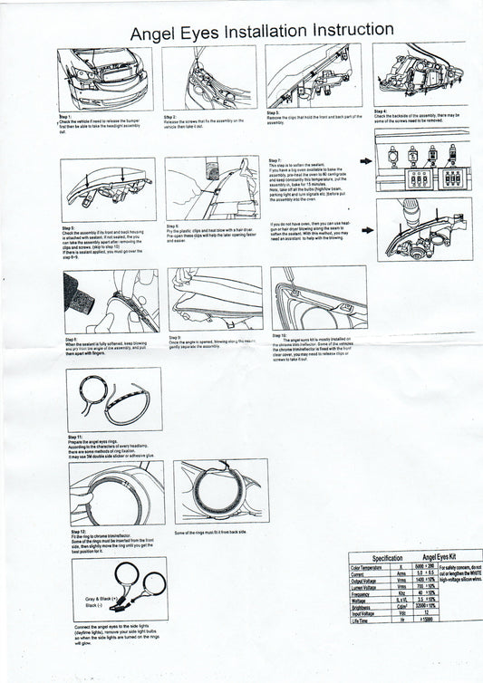 Set Profesional IDL Angel Eyes CCFL compatibil BMW seria 7 E38 cu droser si inele pentru 2 faruri, Culoare Lumina 6000k, Diametru 13cm
