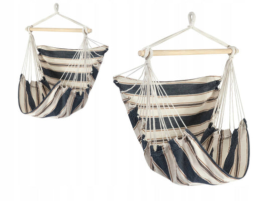 Hamac suspendat tip scaun RhoDos idealSTORE, Dimensiuni 130 x 112 x 98 cm, Include 1,5 m franghie, corzi groase impletite, Material din bumbac, respirabil, durabil si rezistent la abraziune, Sarcina maxima 150 KG