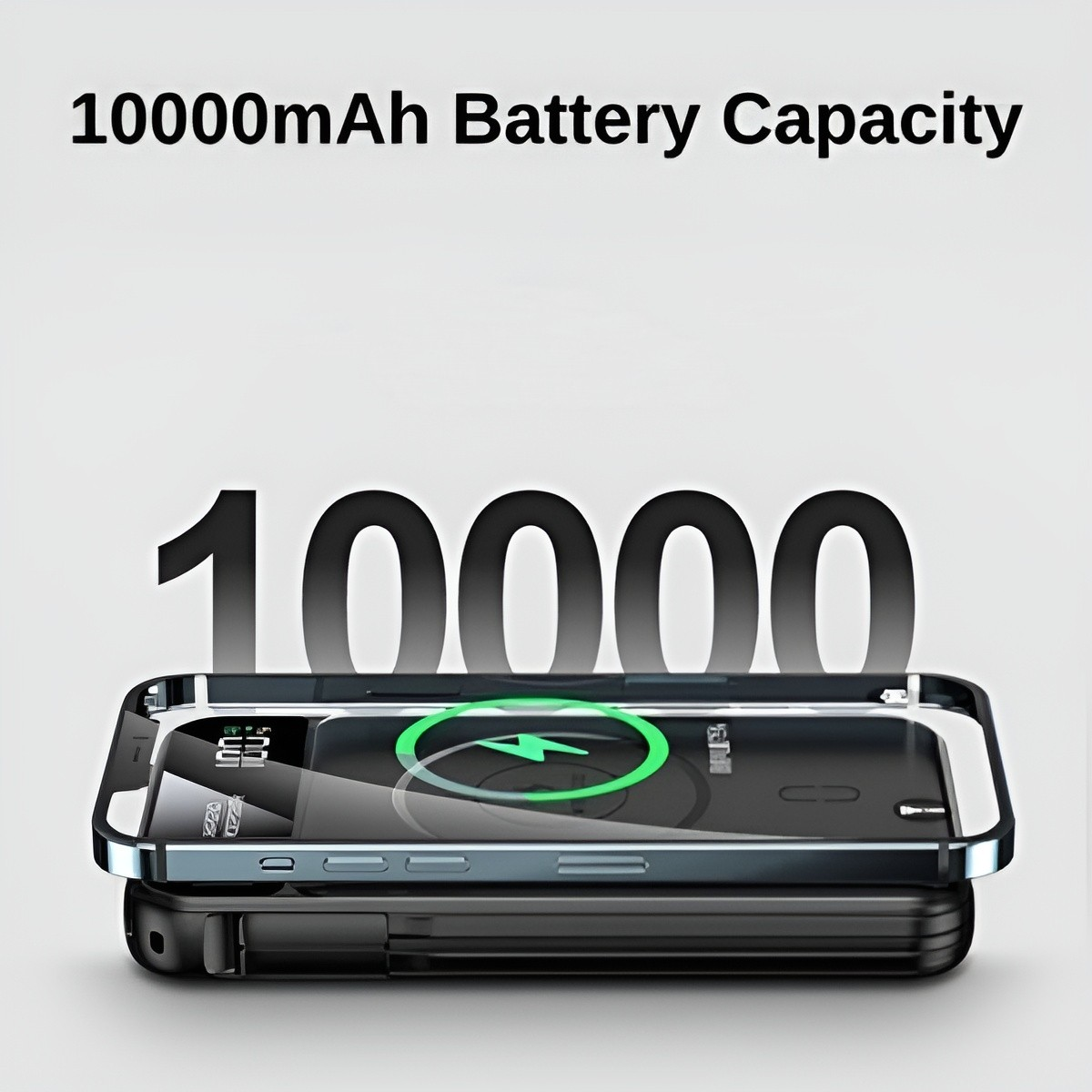 Baterie Externa Travel Battery IdealStore 10000 maH, 4 iesiri, USB tip C, USB tip micro, Incarcare fara fir, Tensiune Iesire 5V-2.1A, Incarcare rapida, Ecran LED, Black