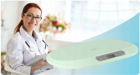 Cantar electronic pentru bebelusi idealStore BabyScale, Forma Ergonomica, Cantarire in pozitie Culcata, Greutate maxima 20 Kg, Culoare Menta