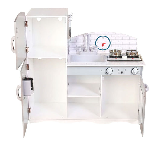 Bucatarie din Lemn Premium idealSTORE KITCHEN JUNIOR NATUR COLLECTION, Dimensiuni 92 x 30 x 86 cm, Utiliata si echipata complet cu Accesorii specifice, De dragul calitatii si sigurantei, jucaria este fabricata din materiale special concepute pentru copiii
