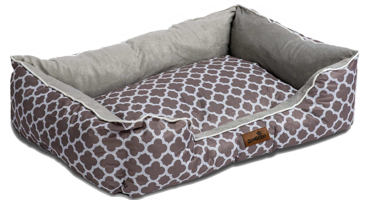 Pat pentru caine-pisica IdealSTORE, Dimensiunile tarcului 65x50cm, 23 de cm inaltimea marginii, Rezistent la zgarieturi, maro