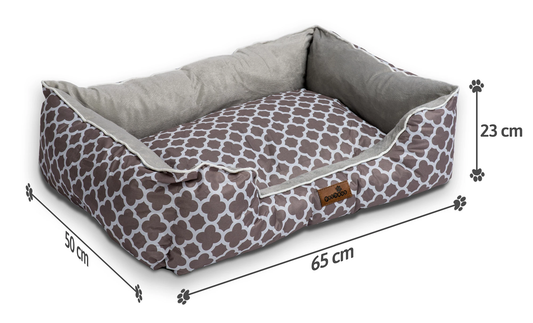 Pat pentru caine-pisica IdealSTORE, Dimensiunile tarcului 65x50cm, 23 de cm inaltimea marginii, Rezistent la zgarieturi, maro