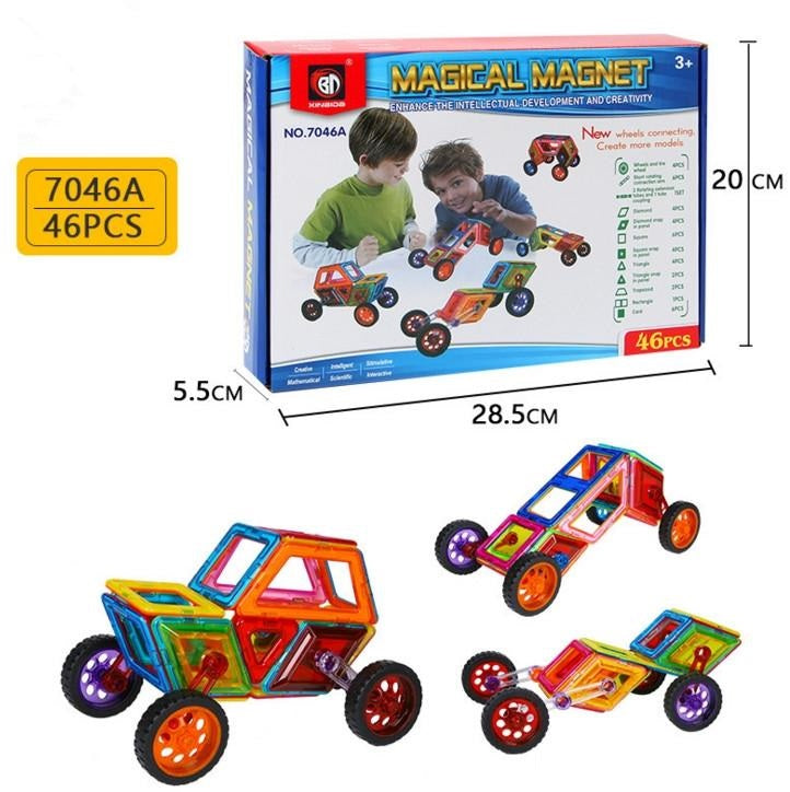 Set Joaca Constructie IDL Transformer cu 46 piese magnetice cu posibilitate de imbinare ce pot realiza poduri, case si vehicule, ideale pentru o distractie de neuitat alaturi de cei mici si prieteni