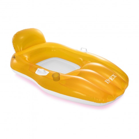 Sezlong Gonflabil idealStore, Portocaliu, Spatar Confortabil, Suport de Pahar Integrat, 1 Persoana, 163 x 104 cm