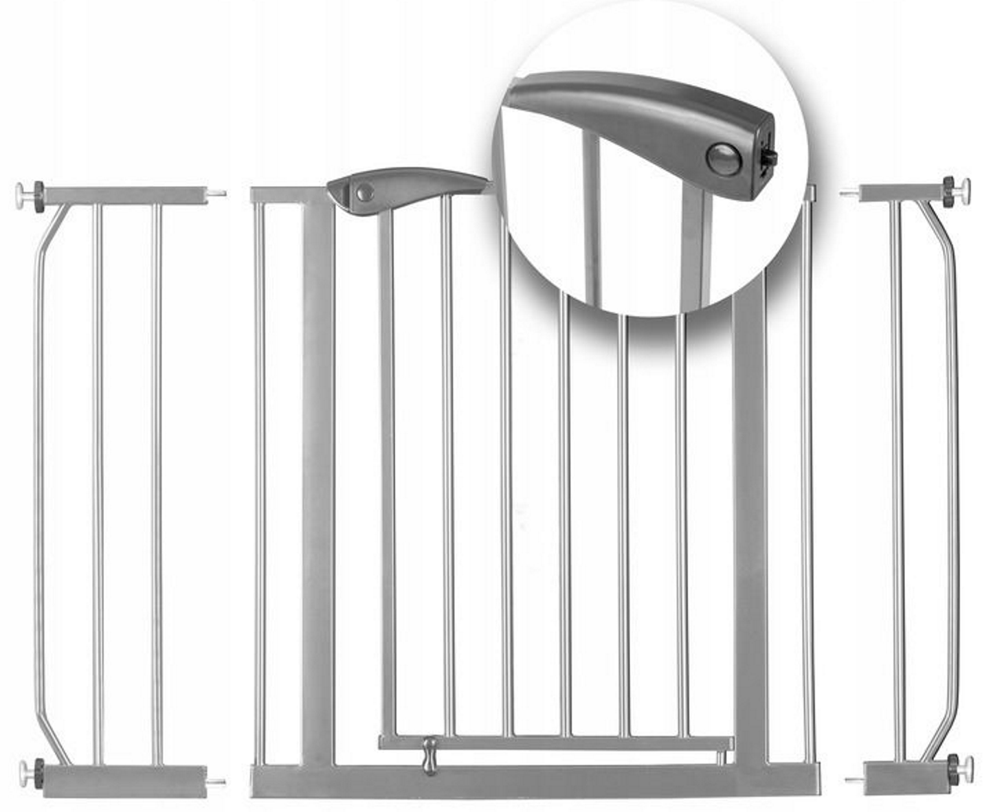 Poarta de Siguranta idealStore Safety Gate pentru Scari, dimensiuni ajustabile 75 - 117 cm, Fabricata din Otel, culoare Gri