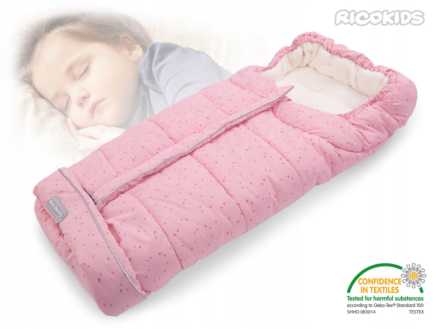Sac de Dormit 2in1 BABY SLEEP idealStore, Dimensiune Reglabila 96 x 45 cm, Impermeabil, Izolat din Plus, Material Rezistent, Tesatura Moale, Roz