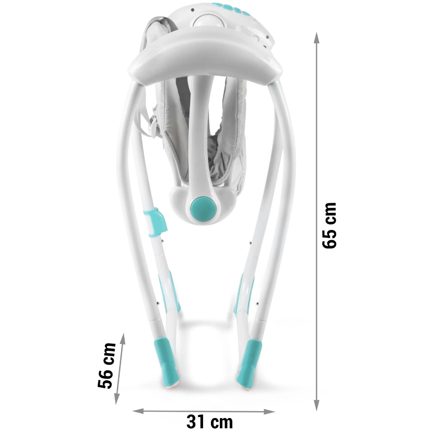 Balansoar Multifunctional cu Melodii idealStore LuxuryCollections, 5 Viteze de Balansare, 10 Cantece, Temporizator, Centuri de Siguranta, Spatar Reglabil, Greutate Maxima 9 Kg, Gri