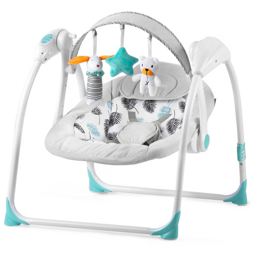 Balansoar Multifunctional cu Melodii idealStore LuxuryCollections, 5 Viteze de Balansare, 10 Cantece, Temporizator, Centuri de Siguranta, Spatar Reglabil, Greutate Maxima 9 Kg, Gri