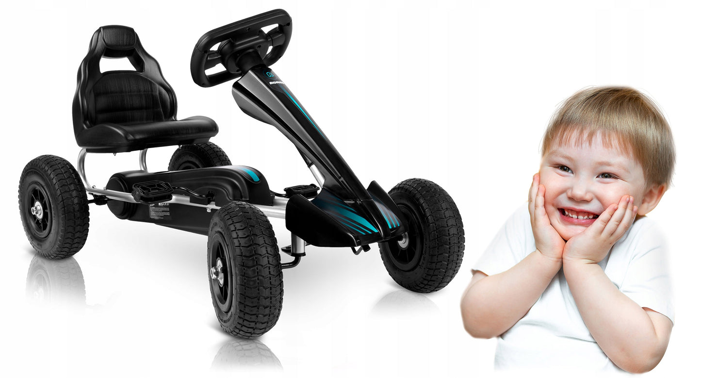 Kart Profesional Go Kart idealstore, Dimensiuni 48x82x46, Scaun Reglabil, Roti Mari, Volan Confortabil, Cadru Otel, Lant de Distributie, Directie Inainte-Inapoi, Greutatea Maxima 30 kg