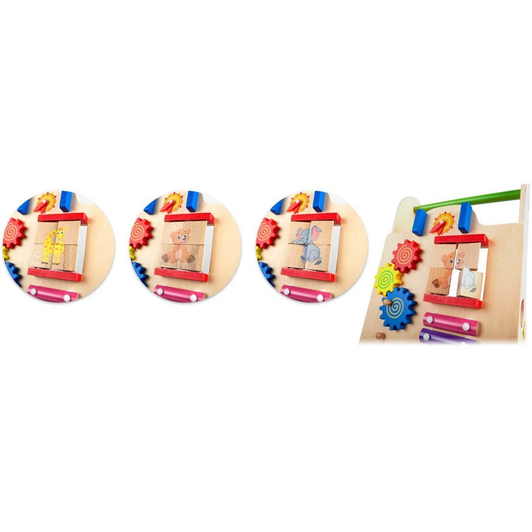 Antemergator interactiv din lemn 2 in 1 cu activitati educative idealSTORE
