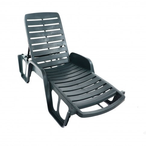 Sezlong Plaja idealStore, Structura Plastic, Verde, 192x71x100 cm