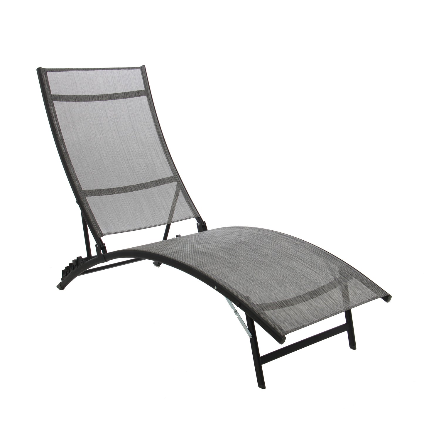 Sezlong plaja sau gradina, spatar reglabil, structura metalica, gri, 176 x 54.5 x 35/96 cm