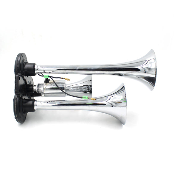 Claxon auto cu 3 goarne metalice, tensiune electrovalva 24 V, Sunet puternic 150 dB