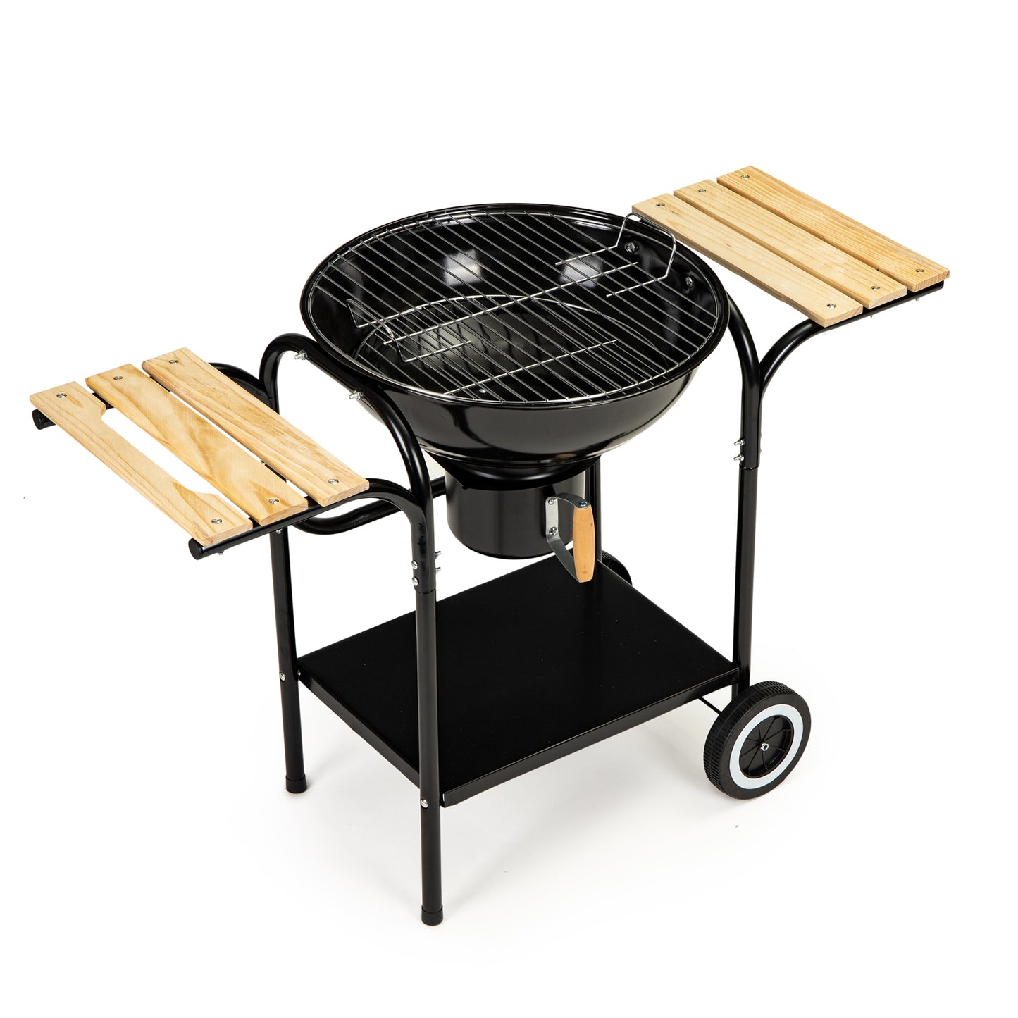 Gratar de Gradina cu Capac King Grill idealStore, Constructie Metalica Stabila, Mare Cromat 40 cm, Suport pentru Cenusa, Roti Incorporate, Sistem de Reglare al Temperaturii, Perfect pentru Terasa sau Gradina