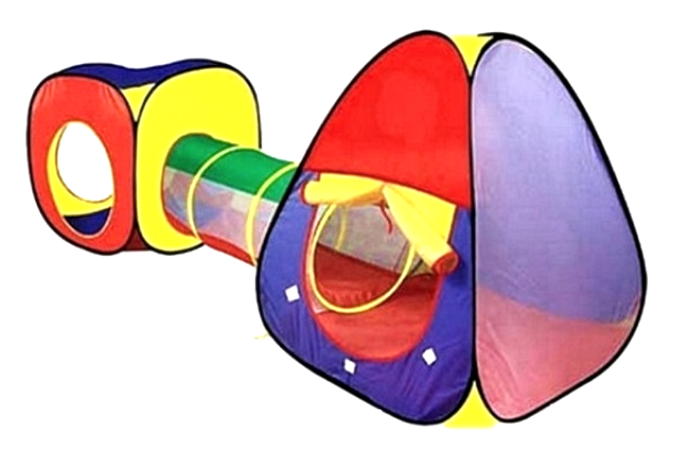 Cort de joaca pentru copii idealSTORE JUNIOR PLAY SPACE, Dimensiuni 230 x 78 x 91 cm, Include un cort patrat, tunel si un cort iglu