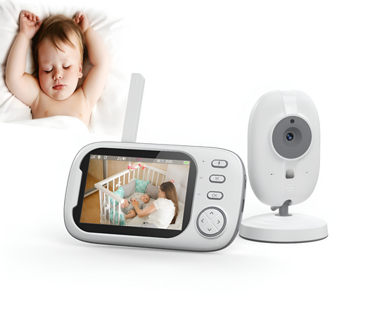Sistem monitorizare Video si Audio pentru Bebelusi Little Baby IdealStore, Ecran HD de 3.5 inch, Monitorizare temperatura, 8 Cantece de leagan, Raza mare de actiune pana la 200m, Memento pentru alaptare, Posibilitatea de a vorbi cu copilul