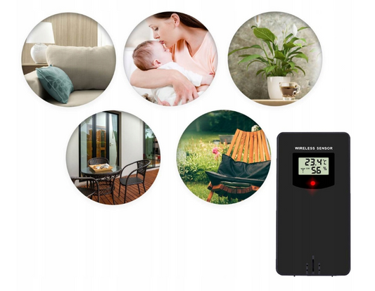 Statie Meteo Profesionala fara Fir idealSTORE, Umiditate interioara/exterioara, Prognoza Meteo, Presiune Barometrica, Calendar, Ceas cu alarma, Senzor Baterie, Functie de amanare a alarmei, Raza 60 m, Iluminare Fundal in 4 Trepte, Display LCD