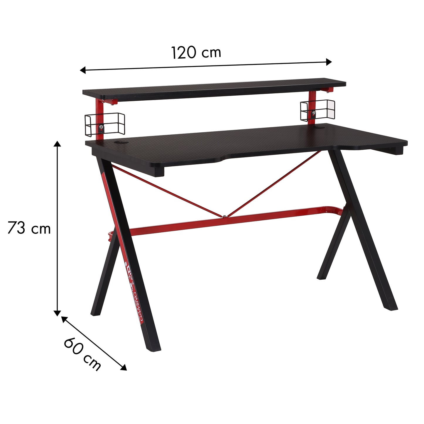 Birou de gaming idealSTORE BLACK MANTIS, Suprafata de 120x60 cm, Modern, Stabil, Durabil, Confetionat din MDF de 18 mm acoperit cu laminat, Ideal pentru sesiunile de gaming