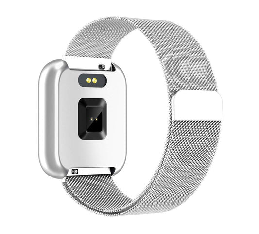 Ceas SmartWatch T80S Argintiu, Display IPS color TFT de 1.3 inch, Masurarea ritmului cardiac, Masurare temperatura corporala, Masurare temperatura ambientala, Monitorizarea somnului