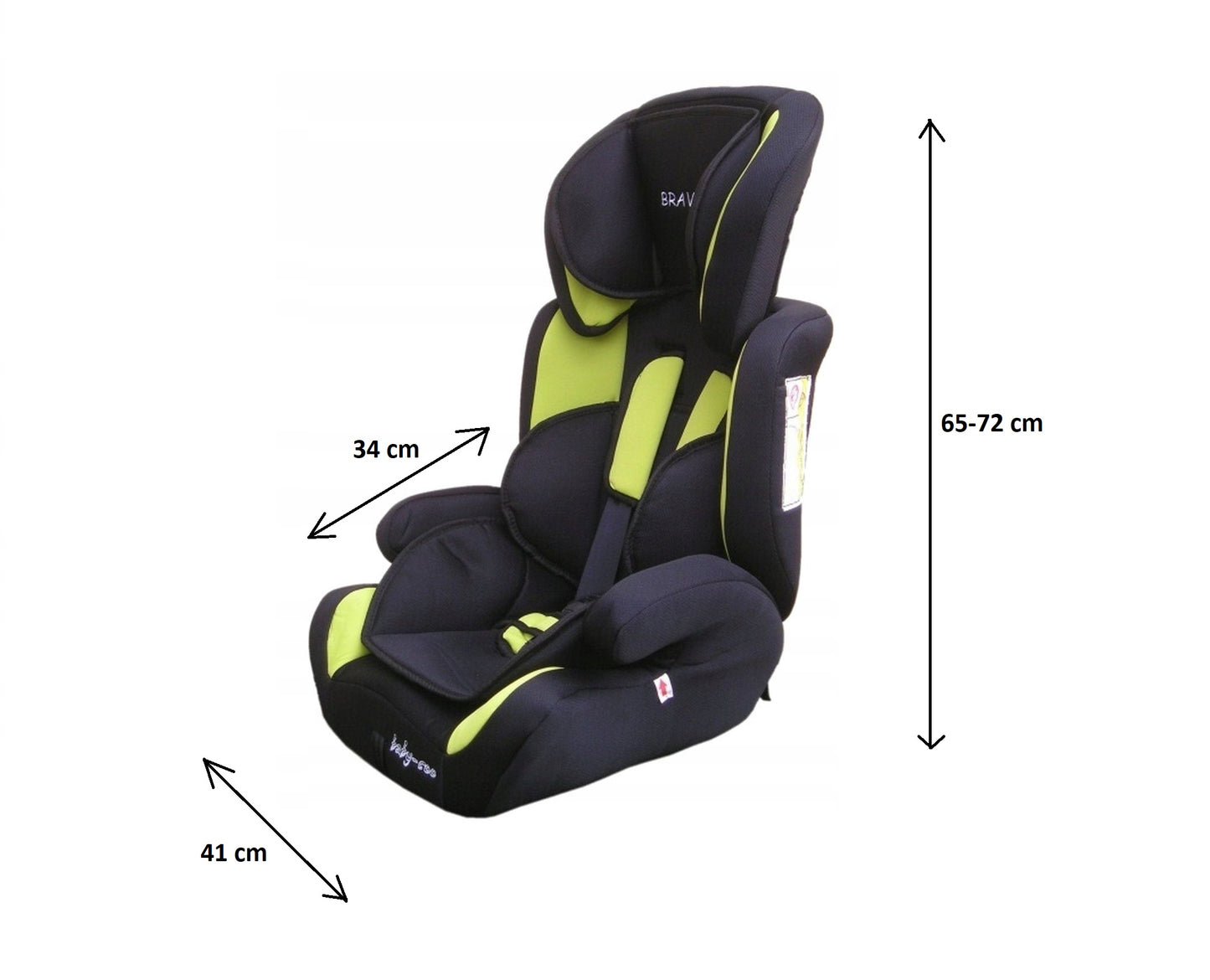 Scaun auto PROFESIONAL pentru copil Bravo Junior Neon Green, Model Deluxe, Pentru 3 grupe de greutate intre 9-36 KG,, Culoare Negru-Verde, ce asigura maximul de siguranta si confort pentru copilul dumneavoastra, ideal pentru calatorii