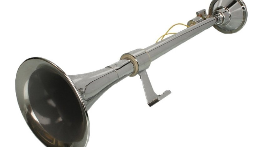 Claxon auto PREMIUM IDL cu 1 goarna, 24V, Lungime 45 cm, cu compresor si kit de montaj inclus, Sunet puternic