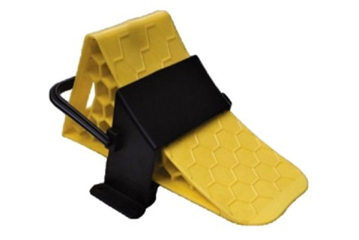 Cala blocare roata din plastic + suport, Pentru camioane, trailere, autoutilitare, utilaje de constructie, macarale. Lungime : 47 cm