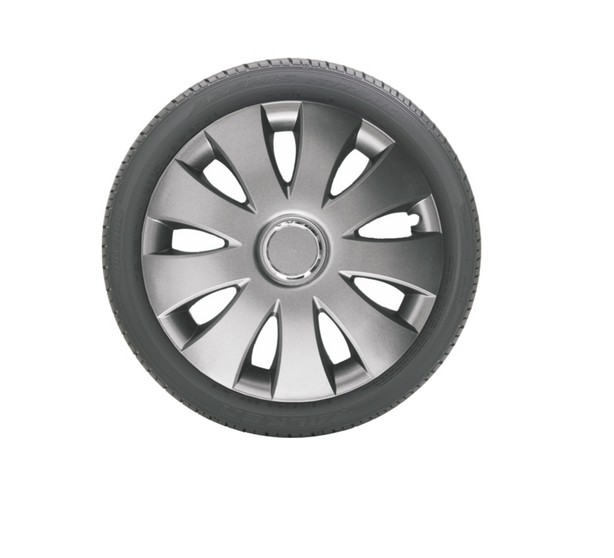 Set 4 Capace roti IDL - 14 inch - Capace roti Grafit Aura cu inel cromat, material rezistent la viteze mari