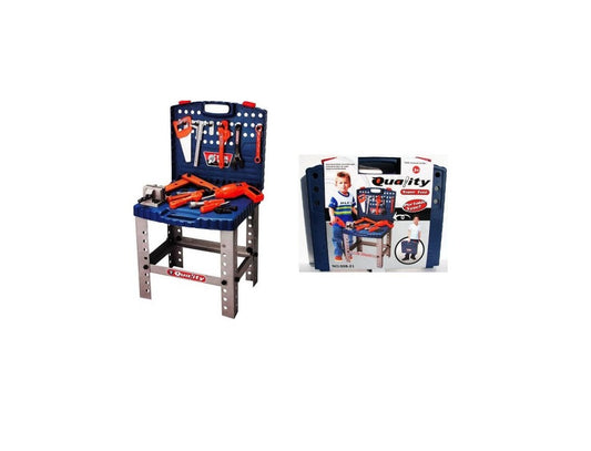 Centru activitati tip Banc de lucru interactiv Micul meu mecanic, Multitudine de accesorii, 73 cm, Bormasina, Fierastrau, Ciocan, Suruburi, Menghina, Chei, ideal pentru dezvoltarea imaginatiei, creativitatii si capacitatea de a gandi independent