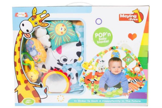 Centru de activitati tip Covoras Interactiv premium IDL Play Bebe , Pentru bebelusi, dezvolta abilitati motorii, stimuleaza simturile, Multitudine de accesori , Oglinda pentru copil