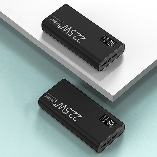 Baterie Externa Super Charge IdealStore, Capacitate 20.000 mAh, Display LED procentaj baterie, Detine 4 iesiri, 2 Iesiri USB, 1 Iesire type-C, 1 Iesire Micro-USB Incarcare rapida, Tensiune iesire 5V-2A, Black Edition Power Bank