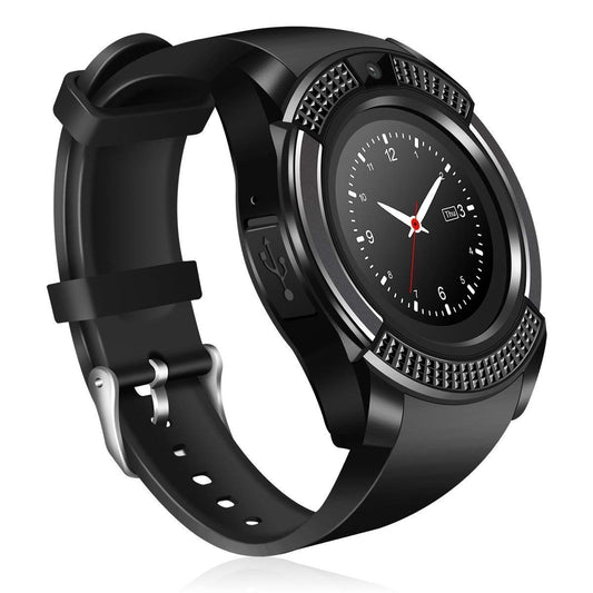 Ceas Smartwatch Cronos V8, Bluetooth, Camera foto si Functie de Telefon, Pedometru, Anti lost, aplicatii Facebook, Whatsapp, Sedentary remind, culoare Negru