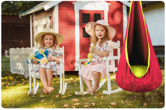 Hamac tip Cocon Suspendat pentru Curte sau Gradina, Capacitate 80 kg, Inaltime 140cm, Rosu/Galben