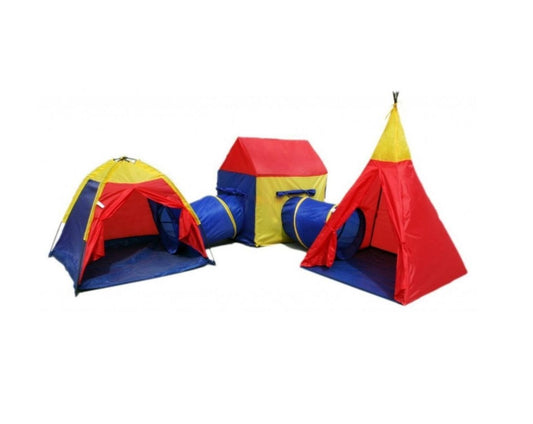 Cort de joaca XXL IDL, Casuta Cu Povesti, Format din 5 PIESE Cort Iglu, Cabana Cort, 2 x Tunel, Potrivit atat pentru interior cat si pentru exterior, Spatiul ideal pentru distractie si amuzament