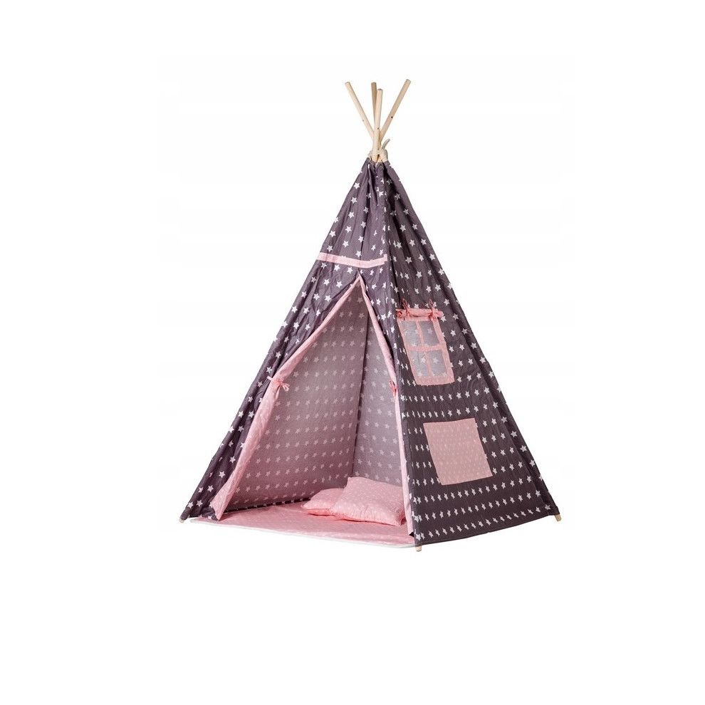 Cort si Spatiu de Joaca PREMIUM pentru copii IDL, Little Indian, Dimensiuni 160 x 100 x 100 cm, Accesorizat cu un Covor moale si 2 Perne, Incurajeaza joaca creativa oferind cadrul perfect care ajuta copilul sa isi dezvolte mintea si modul de gandire