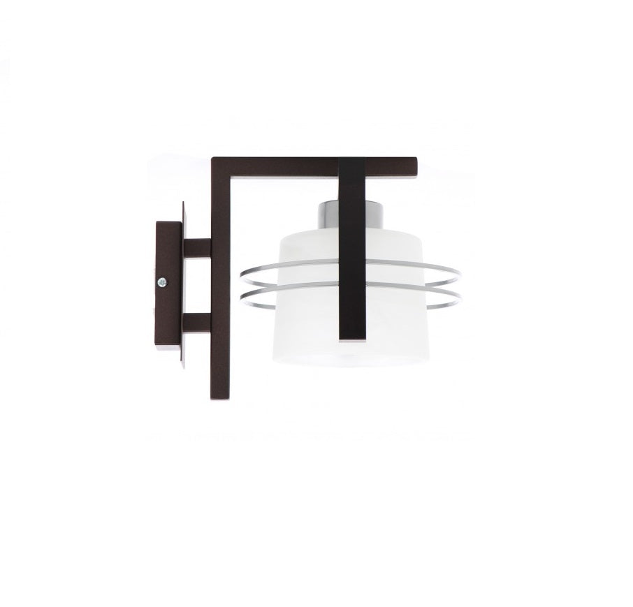 Aplica pentru interior idealSTORE KARRE COLLECTION, Structura de lemn, Ornament metalic si Abajur din sticla, Dimensiuni 270 x 270 x 230 mm, Dotat cu o sursa cu dulie E27 pentru o putere maxima de 60W, Echipata cu grad de protectie IP20