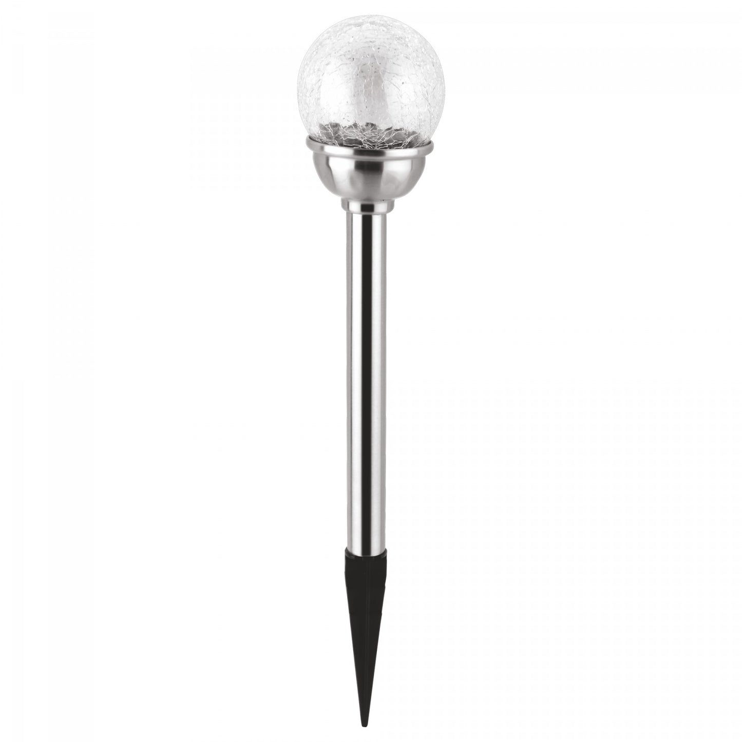 Lampa solara pentru gradina IDL, Dimensiuni: 80 x 80 x 300 mm, Modelul prezinta o sfera de tip glob, Prevazuta cu o sursa LED RGB, Realizata din sticla si cu un brat din inox ce ajuta la fixarea lampii, Ideala pentru curte, terasa sau gradina