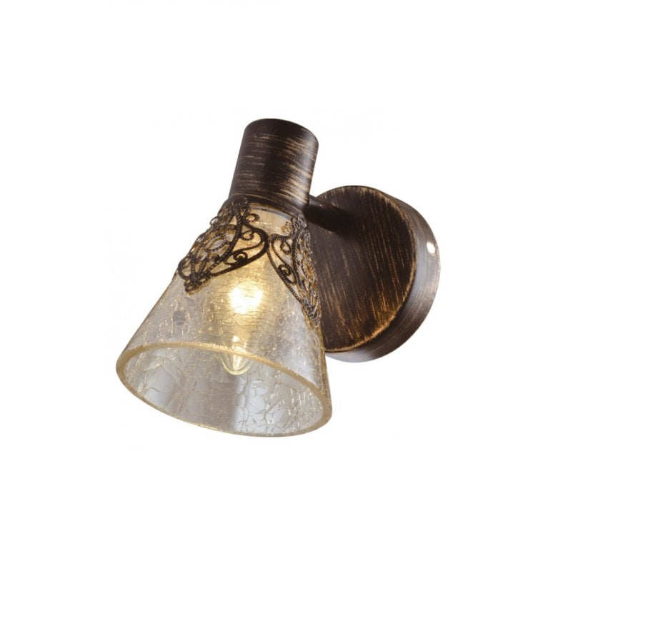 Aplica pentru interior idealSTORE FREZIA COLLECTION, Structura metalica si abajur din sticla, Dimensiuni 105 x 150 x 90 mm, Dotat cu o sursa cu dulie E14 pentru o putere maxima de 40W, Echipata cu grad de protectie IP20, Design vintage