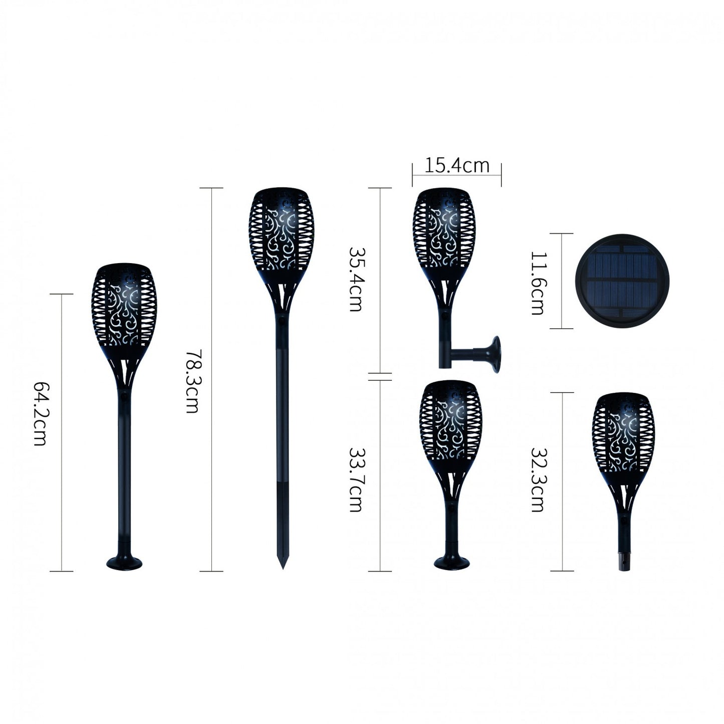 Lampa solara pentru gradina 4 in 1 IDL cu Efect de Flacara, Diametrul de 11.6 cm si inaltimea de 78.3 cm, Modelul este realizat DIN ABS+PC, Reprezinta un accesoriu de iluminat decorativ care infrumuseteaza si ilumineaza spatiul din jurul locuintei