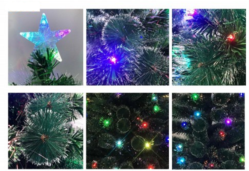 Brad Artificial Fibra Optica 90 cm idealStore, cu suport, 41 leduri, 72 de varfuri, cablu alimentare 2m, efect Flash, lumini multicolore