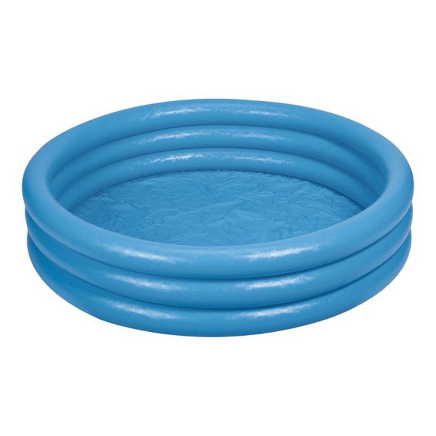 Piscina gonflabila IDL Mica Laguna Albastra pentru copii cu 3 inele gonflabile, Dimensiune 168 x 40 cm, Capacitate 481 Litrii, Instalare Rapida, Forma Rotunda, Material Vinil, Culoare Albastra alaturi de kit reparatie cadou