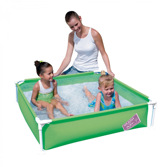 Piscina Bestway, pentru copii, cu cadru metalic, patrata, 122 x 122 x 30,5 cm, verde