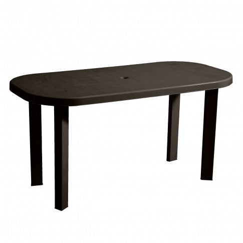 Masa de gradina idealStore Joly Garden 140x70x70, Ovala, material Polipropilena, Rezistenta la Socuri, Capucino