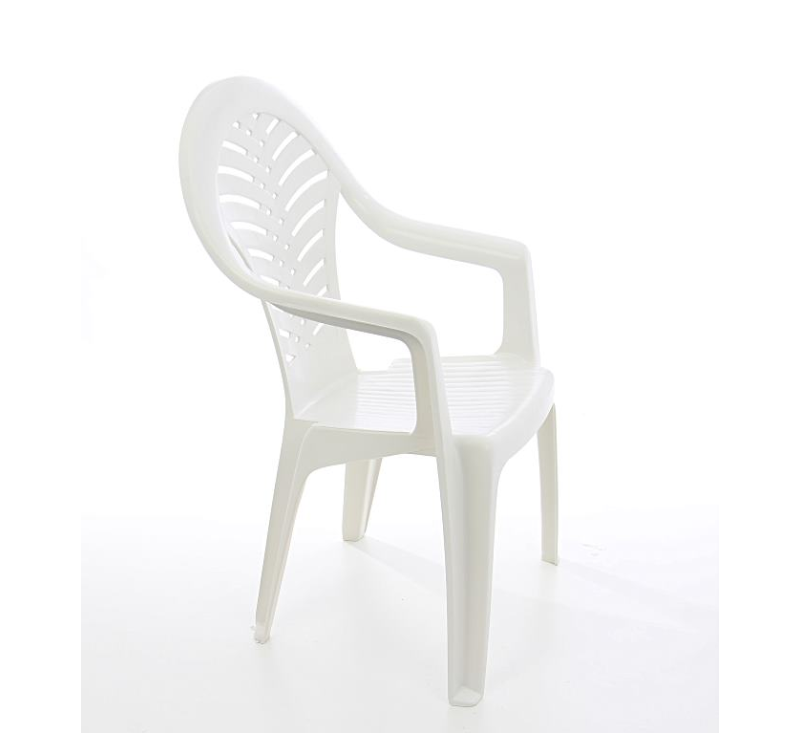 Scaun pentru gradina IDL Bonaire White, 54x59x91cm, Realizat din plastic de inalta calitate cu forma moderna, Dotat cu cotiere si spatar inalt pentru un confor sporit, Culoare-Alb